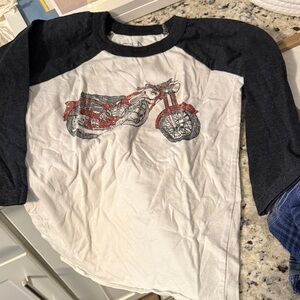 Chaser Kids Motorcycle Graphic Raglan Tee - Black & White